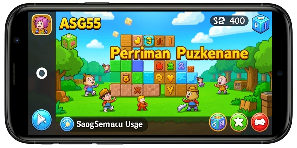 Screenshot gameplay ASG55 menampilkan teka-teki menantang yang harus diselesaikan.