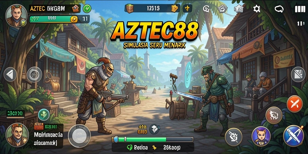 Tangkapan layar menunjukkan gameplay AZTEC88 yang menarik dan interaktif.