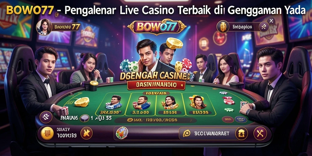 Tampilan gameplay BOWO77 yang mendebarkan dengan dealer langsung dan permainan kasino.