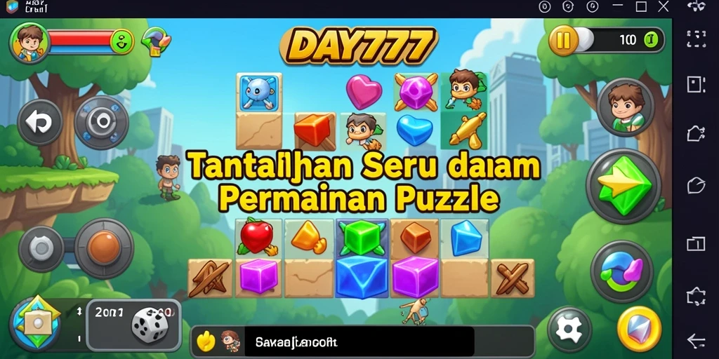 Screenshot utama DAY777 menampilkan gameplay yang menarik dan penuh warna.