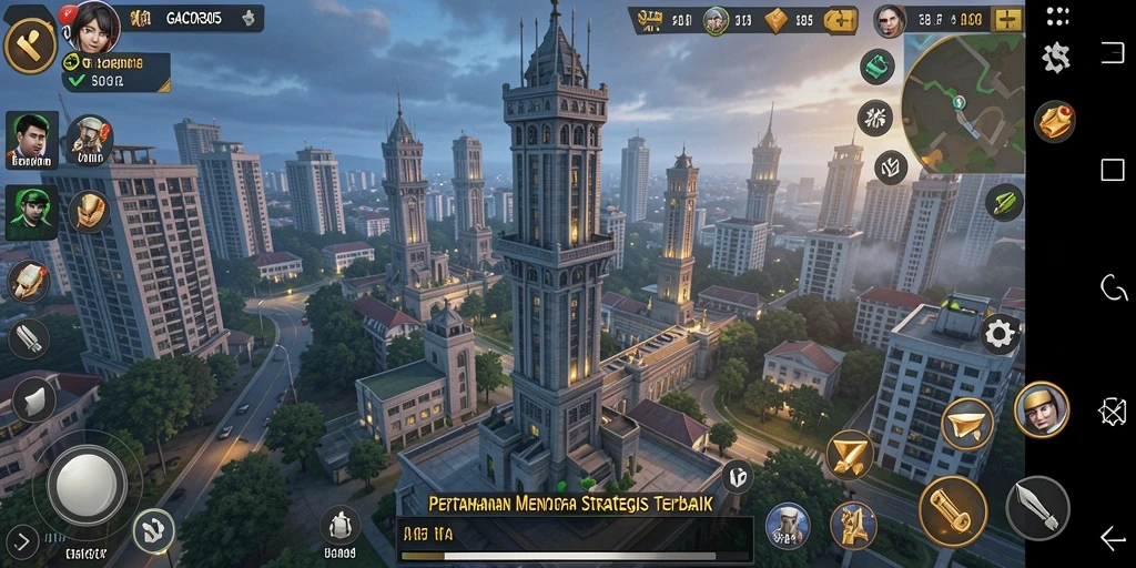 Screenshot GACOR305 memperlihatkan aksi menara mempertahankan wilayah dari serangan musuh.