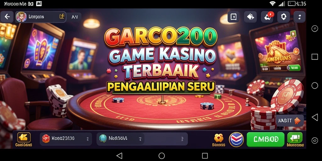 Screenshot utama GARCO200 menampilkan permainan Kasino yang menarik dan penuh warna.