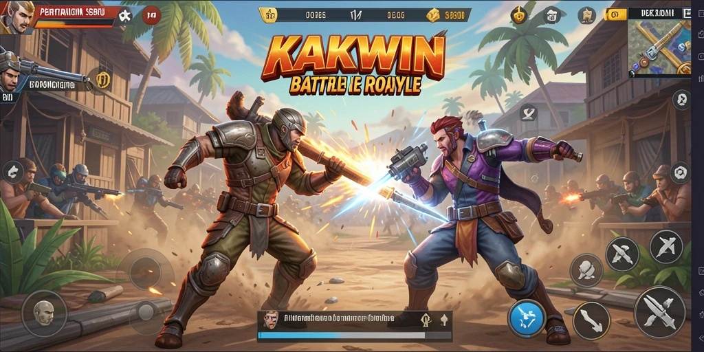 Tampilan aksi seru dalam permainan Battle Royale KAKWIN.
