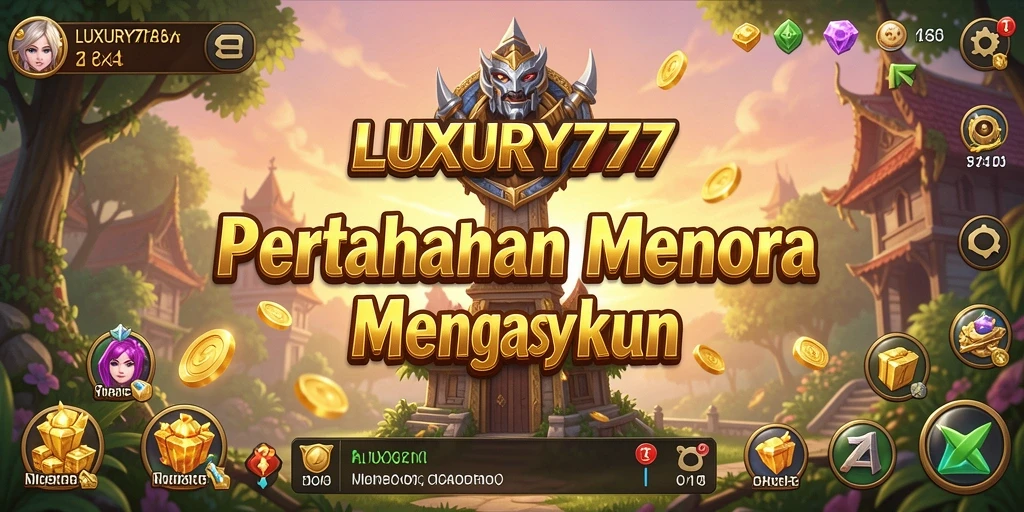 Screenshot gameplay menunjukkan serangan musuh dan menara pertahanan yang strategis.