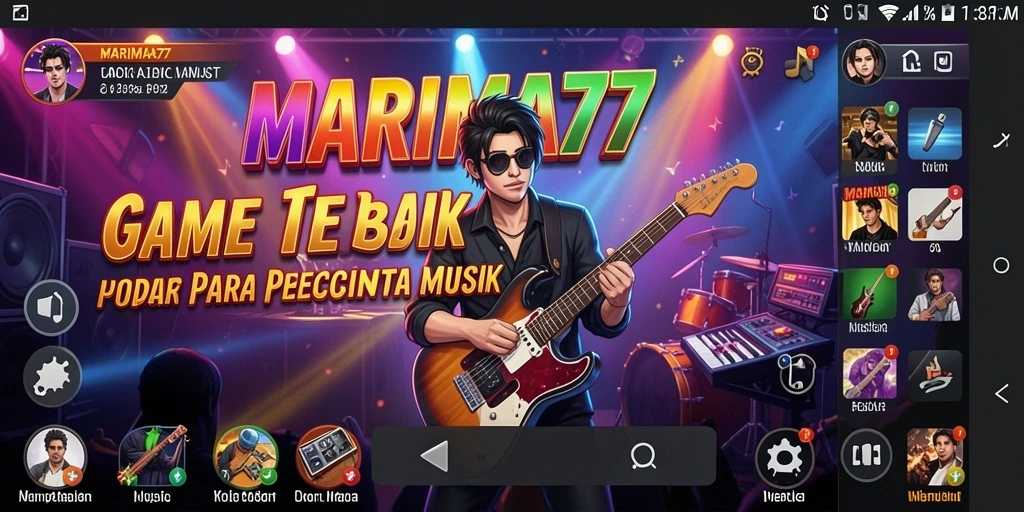 Tangkapan layar utama MARIMA77 menampilkan suasana permainan musik yang dinamis.