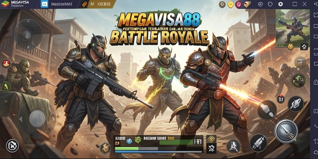 Screenshot gameplay MEGAVISA88 yang menegangkan dalam aksi Battle Royale.