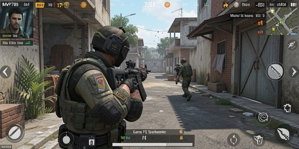 Tampilan gameplay mendebarkan dalam <strong>MVP789</strong> saat bertarung di medan perang.