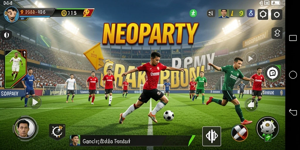 Tampilan gameplay NEOPARTY yang mengasyikkan dan penuh aksi sepak bola.