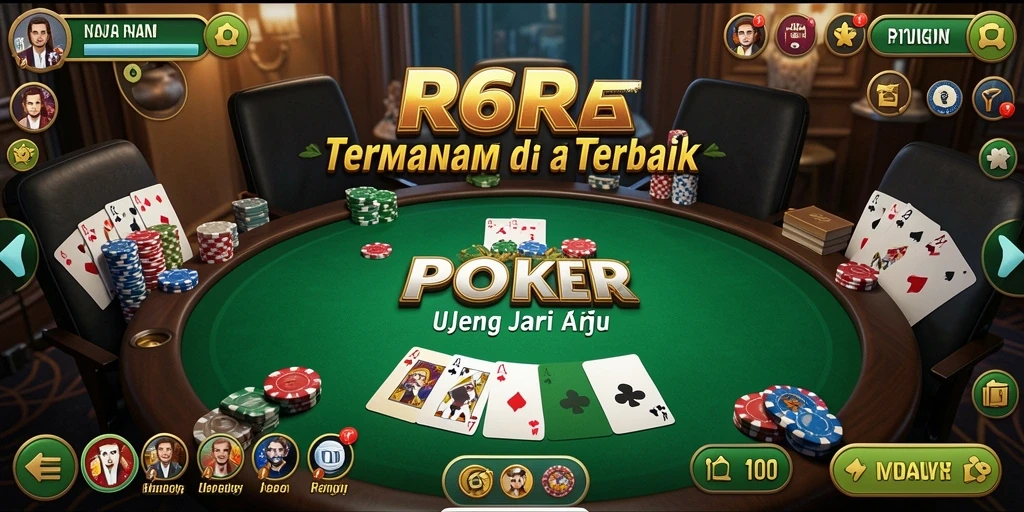 Screenshot utama R6R6 menunjukkan gameplay yang seru dalam permainan Poker.