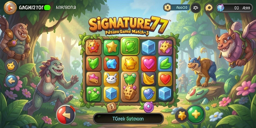 Tampilan gameplay menarik dari SIGNATURE77 dengan karakter dan level yang beragam.