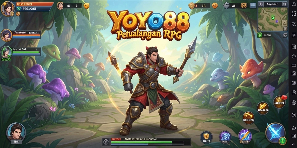 Tangkapan layar menampilkan pertarungan seru dalam YOYO88 RPG.